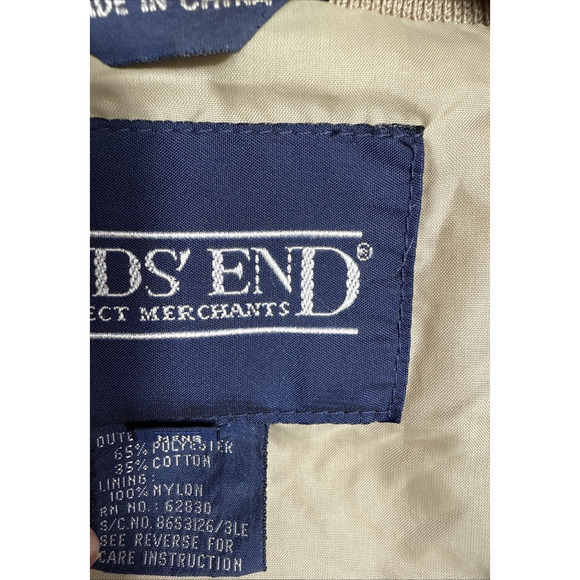 Vintage Lands' End Harrington Bomber Jacket Men’s Large Khaki Lightweight Lined - Picture 3 of 11